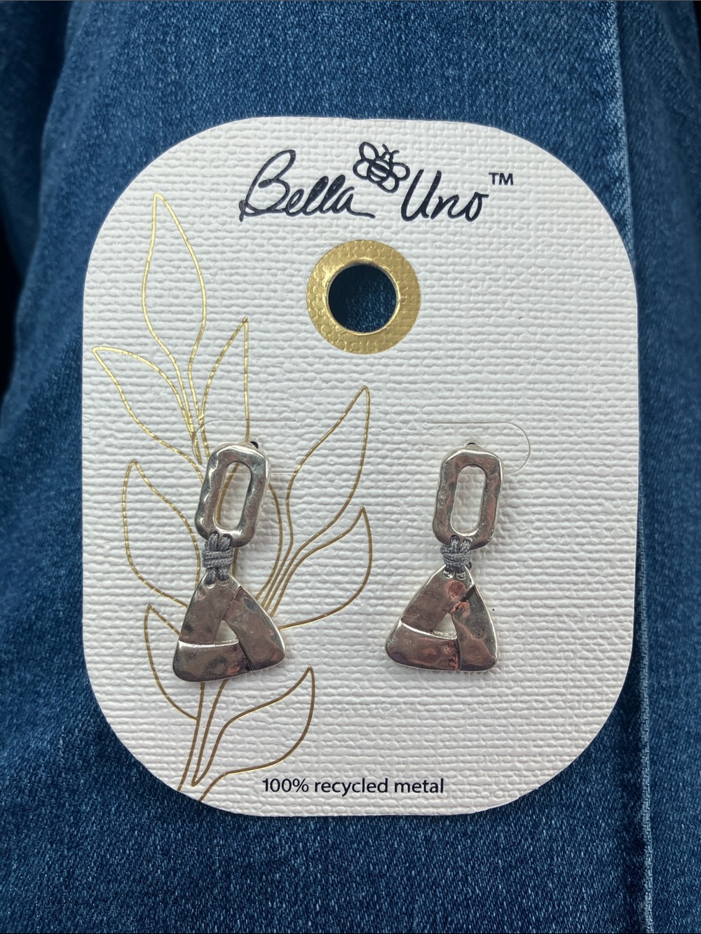Bella Uno Silver Recycled Metal Dangle Earrings NWT